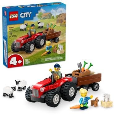 Imagem de LEGO City Great Vehicles Trator de Fazenda Vermelho com Trailer e Ovelhas 60461