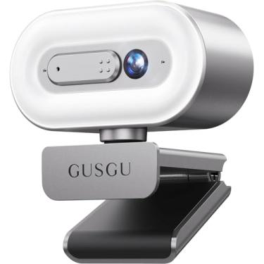 Imagem de GUSGU G920 2K Quad HD Webcam para PC, foco automático, com microfone, luz e capa de privacidade, câmera web para computador desktop/laptop/MacBook, câmera de streaming USB