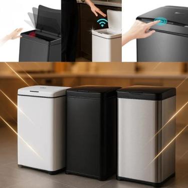 Imagem de Lixeira Inox Automática Grande Inox 50L. Sensor Inteligente - GLOBALMI