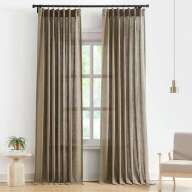 Imagem de Cortinas Vision Home Pinch plissadas semi transparentes 40x240cm marro