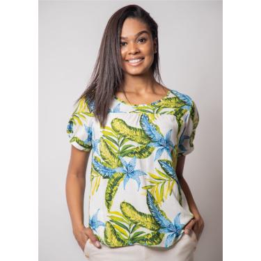 Imagem de Blusa Pau a Pique Viscose Estampada Azul