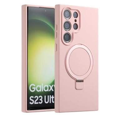 Imagem de Capa de silicone líquido com suporte magnético de metal para Samsung Galaxy S23 Ultra S23 Plus S23 Skin Feel Capa de carga sem fio, T2, para Samsung S23Ultra