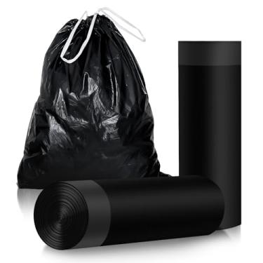 Imagem de Sacos de lixo com cordão de 30 galões, sacos de lixo multiusos extra grossos, fecho de cordão resistente a quebras, para escritório, casa, hospital, grande lixeira (preto)