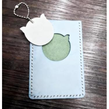 Imagem de YJIUYUANQ Molde de corte de metal de couro de liga de aço - porta-cartão com janela de gatinho, ferramenta de perfuração de estampagem DIY para artesanato em couro artesanal - 100 x 70 mm