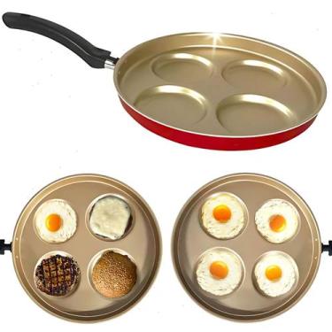Imagem de Frigideira Omeleteira 4 Espaços Antiaderente  Cozinha Fácil Ovos Hambu