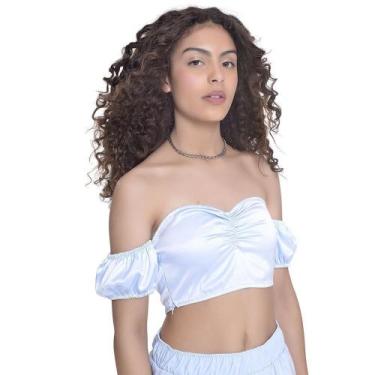 Imagem de Top Alongado Juvenil Feminino Amofany Estilo Romântico - AZUL - PP - A