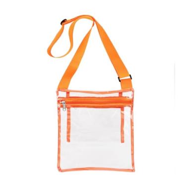 Imagem de Bolsa transparente para eventos de estádio - bolsa carteiro - bolsa transversal para mulheres, Laranja