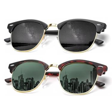 Imagem de Óculos de sol polarizados para homens, óculos de sol masculinos clássicos com armação de metal polarizado para dirigir e pescar, pacote com 2, Ouro preto/G15