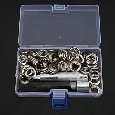 Imagem de Zerodis Ilhós, Ilhós e de Metal, Ferramenta de , Prensa e Caixa de Armazenamento para Cortinas de Lona, ​​banner de Tecido, Tendas de Couro, Máquina de Perfuração, de Metal, Kit de Ferramentas de (Botões de ilhó de ar com borda prateada de 12)
