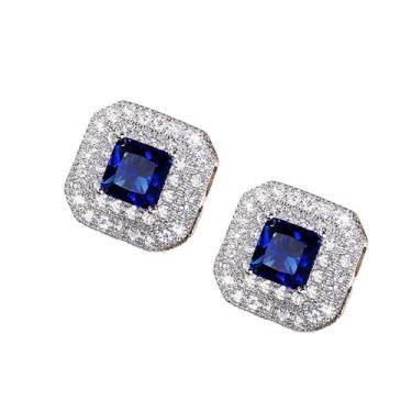 Imagem de Brincos de zircônia cúbica banhados a ouro branco azul verde vermelho para mulheres, festas de casamento, uso diário, joia leve, presente para ela, 2inch, Cobre, Sem pedra preciosa