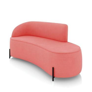 Imagem de Sofá 3 Lugares Orgânico 180cm Pé Ferro Preto Morgan Suede Rosê D03 - D'rossi