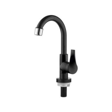 Imagem de Torneira Lavatório Bica Alta Preta Twist - Abs Cromada - Vedante Cerâmica