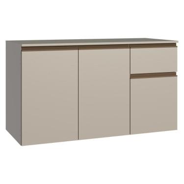 Imagem de Balcão De Cozinha 120 Cm 3 Portas 1 Gaveta Suspenso Nice Madesa Crema