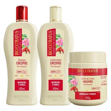 Imagem de Kit Crespos 1 Shampoo 1 Condicionador 1 Banho 500ml Bio Extratus - BIO