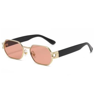 Imagem de Óculos de Sol Candy Color Feminino Punk Oval Masculino Metal UV400 para Esportes ao Ar Livre, Corrida e Ciclismo, Rosa Dourado