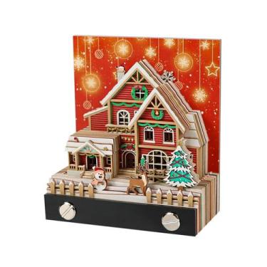 Imagem de Calendário de mesa OKYUK 2025 3D Art com luzes LED Snow House