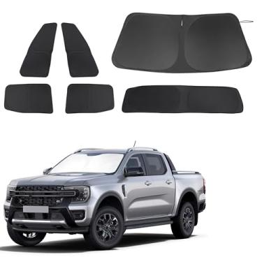 Imagem de Fannyc Para-brisa Protetor solar dobrável cobertura completa personalizada para 2019-2024 Fo-rd Ranger acessórios persianas de janela de carro bloqueiam raios UV proteção de privacidade 6 peças