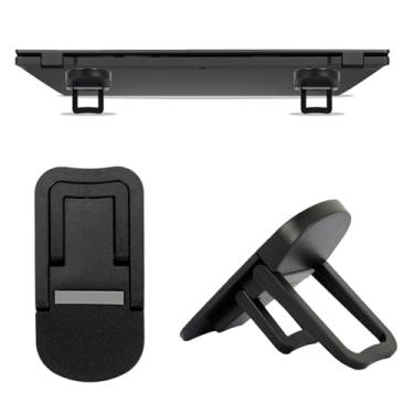 Imagem de 2 peças de elevação de teclado autoadesivo preto, mini suporte portátil para mesa, elevador de teclado dobrável com ângulo ajustável, universal para a maioria dos teclados e laptops