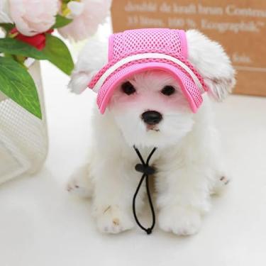 Imagem de Chapéu Princess Pet com laço para cães com alça de pescoço e orifícios de orelha confortáveis ajustáveis para cães pequenos e médios chapéu de proteção solar ao ar livre