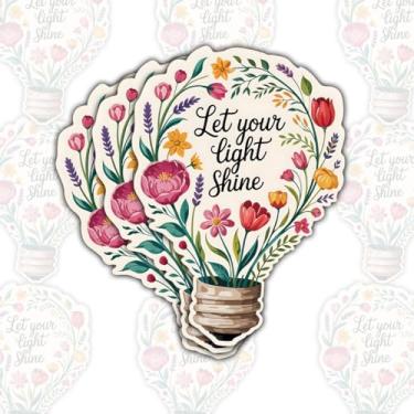 Imagem de Adesivo Let Your Light Shine com 3 peças, decalque de vinil floral com versículo bíblico inspirador cristão, frase motivacional de fé para laptop, garrafa de água, carro, diário, decoração de caderno