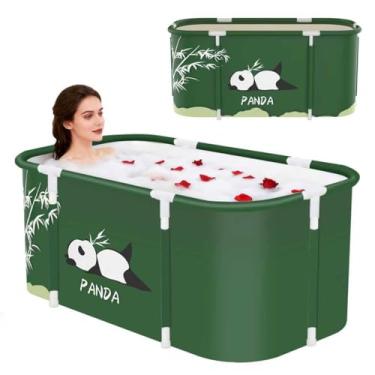 Imagem de Banheira dobrável portátil, banheira de imersão dobrável para adultos, banheiras independentes, banheira de hidromassagem, banho de gelo, banheira de spa de banheiro familiar 120 x 50 x 55 cm (Panda)