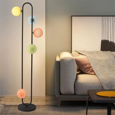 Imagem de Luminária de chão contemporânea de luxo, com design moderno e artístico, ideal para sala de estar, quarto, escritório, casa de campo, hotel ou residências. Design retrô e criativo em LED (Es