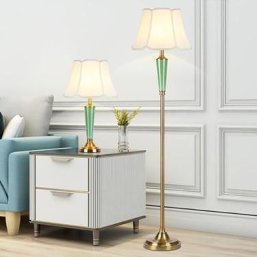 Imagem de Luminária de chão contemporânea de luxo em cerâmica, estilo retrô americano, para sala de estar, quarto, escritório, casa de campo ou hotel. Luminária de chão decorativa criativa em LED, com