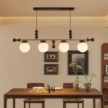 Imagem de Lustre contemporâneo de latão para sala de estar com LED, estilo retrô, criativo, para restaurante, quarto, escritório, hotel, casa de campo, café, luminária pendente (AB 4 luzes)