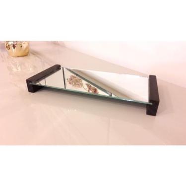 Imagem de Bandeja decorativa para lavabo e banheiro espelhada com madeira - Cebr