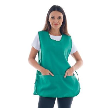 Imagem de Bata Jaleco Avental Tecido Oxford com Bolsos Amarração e Ajuste Latera