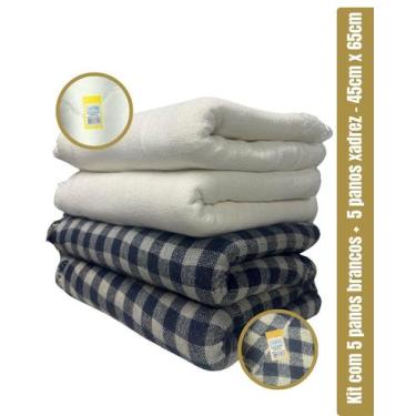 Imagem de Kit 10 Panos De Chão 5 Branco 5 Xadrez 45cm X 65cm - Caebitex