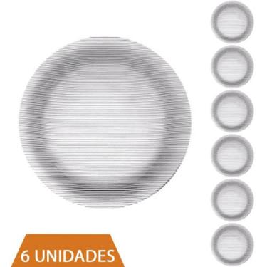 Imagem de Conjunto 6 Pratos Transparente Redondos Raso 23cm Diamante - NADIR FIG