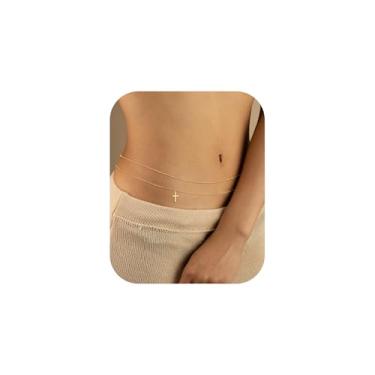 Imagem de HABIKIP Corrente de cintura banhada a ouro 14K para mulheres, banhado a ouro em camadas, zircônia cúbica, coração, pérola, cinto, sexy, biquíni, praia, contas, corrente, caixa de cobra, acessórios de