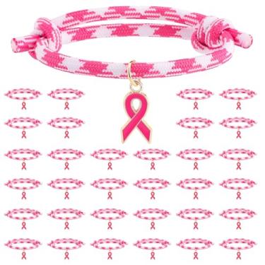 Imagem de Sariiraw 30 pulseiras ajustáveis de conscientização do câncer de mama para eventos de arrecadação de fundos e apoio ao sobrevivente