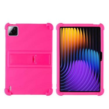 Imagem de QYiiD Capa para Xiaomi Pad 7 Pro/Pad 7 11,2 polegadas 2024, capa protetora dobrável de silicone leve para crianças de 11,2 polegadas Xiaomi Mi Pad 7/Mi Pad 7 Pro, rosa