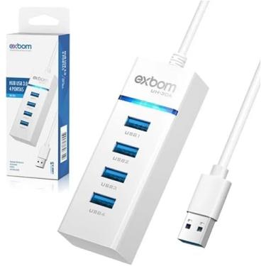Imagem de Hub USB 3.0 Com 4 Portas, LED, Alta Velocidade (5Gbps) Compatível Com PC TV Consoles Mouse PenDrive Teclado Impressora Plug & Play, Expansor para PC, Notebook, Mac e Windows