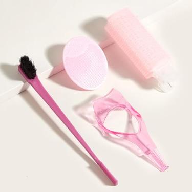 Imagem de Kit de ferramentas de maquiagem de silicone, aplicador de cílios com ponta dupla, para limpeza de pincéis e aplicação de cílios, rosa