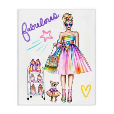 Imagem de Stupell Industries Arte de parede em tela Fabulous Girl & Dog, design de Jess Stempel, 76 x 61 cm