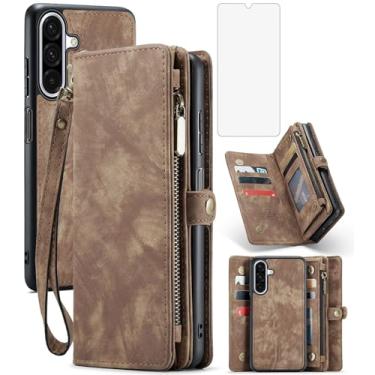 Imagem de Asuwish Capa de telefone para Samsung Galaxy A17 5G Carteira com zíper magnética destacável com protetor de tela de vidro temperado e couro PU flip porta-cartão de crédito para dinheiro celular A 17