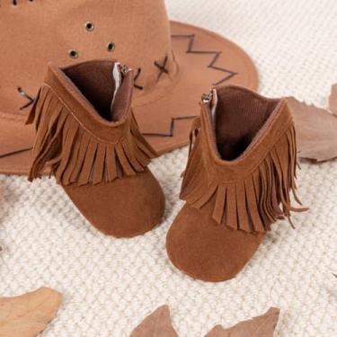 Imagem de Mocassins infantis infantis com franja e zíper lateral com zíper na parte inferior macia, Café escuro, 12-18 Months Toddler
