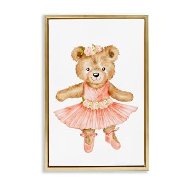 Imagem de Stupell Industries Arte de parede em tela flutuante de urso de pelúcia floral bailarina preta, design de Amy Hall, 63 x 43 cm
