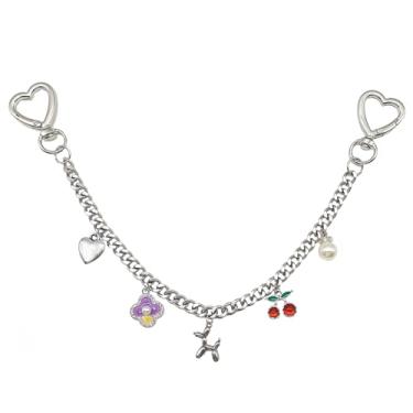 Imagem de LVYOUME Pingente de bolsa de cereja - Chaveiro de cachorro com balão de gelatina corrente de carteira com laço de coração para mulheres correntes acessórias para jeans, Silvery-Dog Cherry