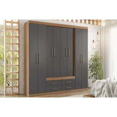 Imagem de Guarda Roupa 8 Portas E 4 Gavetas Nápoles Jatobá-grafite