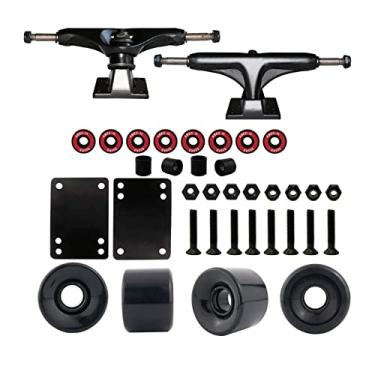 Imagem de Luzhengyang Conjunto de ferramentas de skate de caminhões e rolamentos ABEC-11 Kit de rolamentos de substituição de 12 cm para reparo de rolo de skate Longboard - Preto