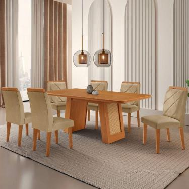 Imagem de Mesa De Jantar Carolina Com 6 Cadeiras Moderna Mobilia Turim 07/ Laminado