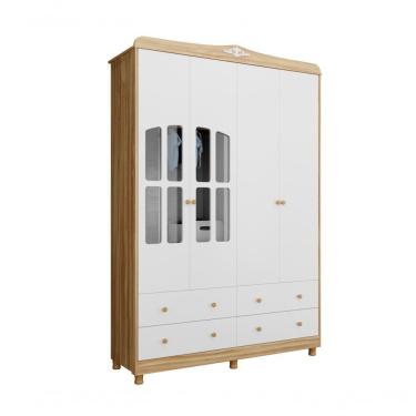 Imagem de Guarda Roupa Infantil Elô 4 Portas - Moveis Peroba Amendoa/off White