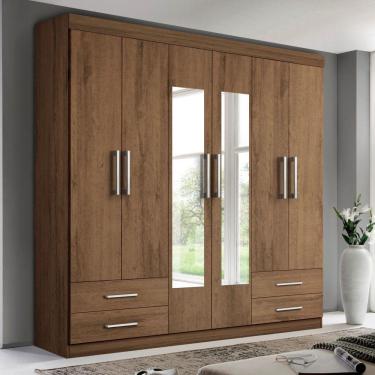 Imagem de Guarda Roupa 6 Portas 4 Gavetas 2 Espelhos Minastex