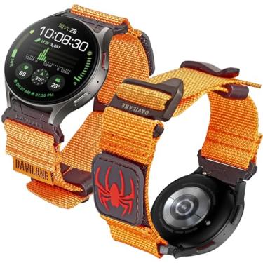 Imagem de DAVILANE Pulseira de relógio tática de nylon de 22 mm de liberação rápida com adesivos intercambiáveis e fecho de gancho G – ajuste universal para relógios inteligentes e analógicos, laranja