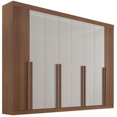 Imagem de Guarda Roupa Daymont Ripado Castanho Off White 8 Portas 8 Gavetas D?doro