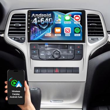 Imagem de [4+64] Rádio de carro para Jeep Grand Cherokee 2008 2009 2010 2011 2012 2013, Volxcereo 9 polegadas, tela sensível ao toque, estéreo com Carplay e Android Auto, WiFi, GPS, Bluetooth, SWC, FM/RDS
